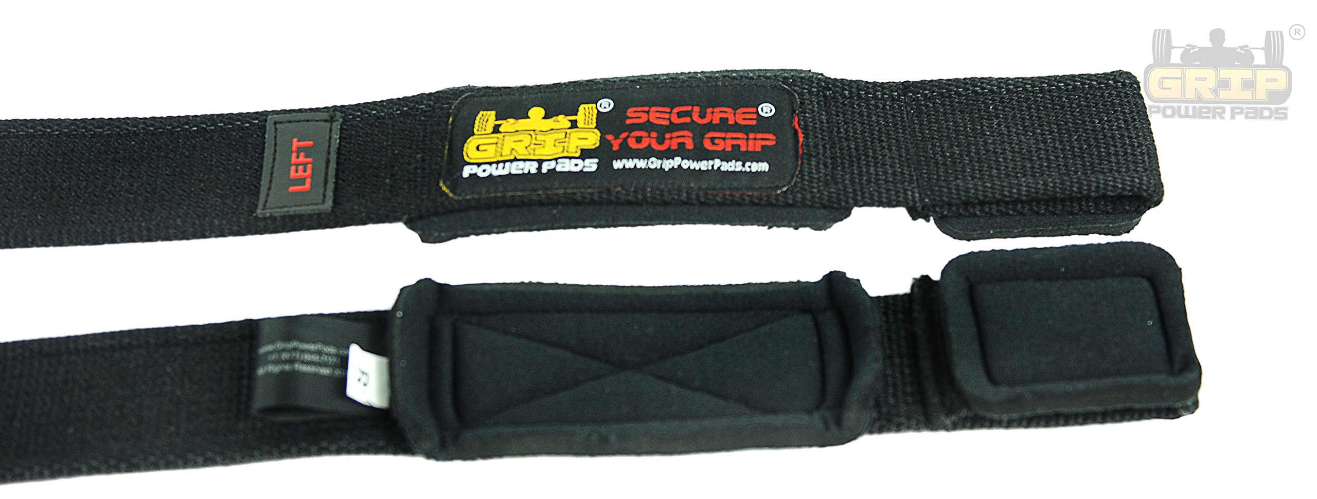 Heavy Duty Lifting Straps Neoprene Padded 1 Pair Wrist Wraps & Rubbery Grip Support Straps with Cotton Coated Rubber on One Side