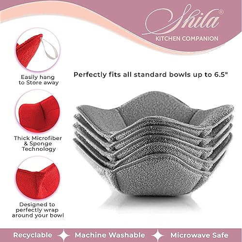 Miniatura 3 de SHILA Juego de 5 soportes para tazones calientes aptos para microondas para mantener tus manos frescas y tu comida caliente, almohadillas de