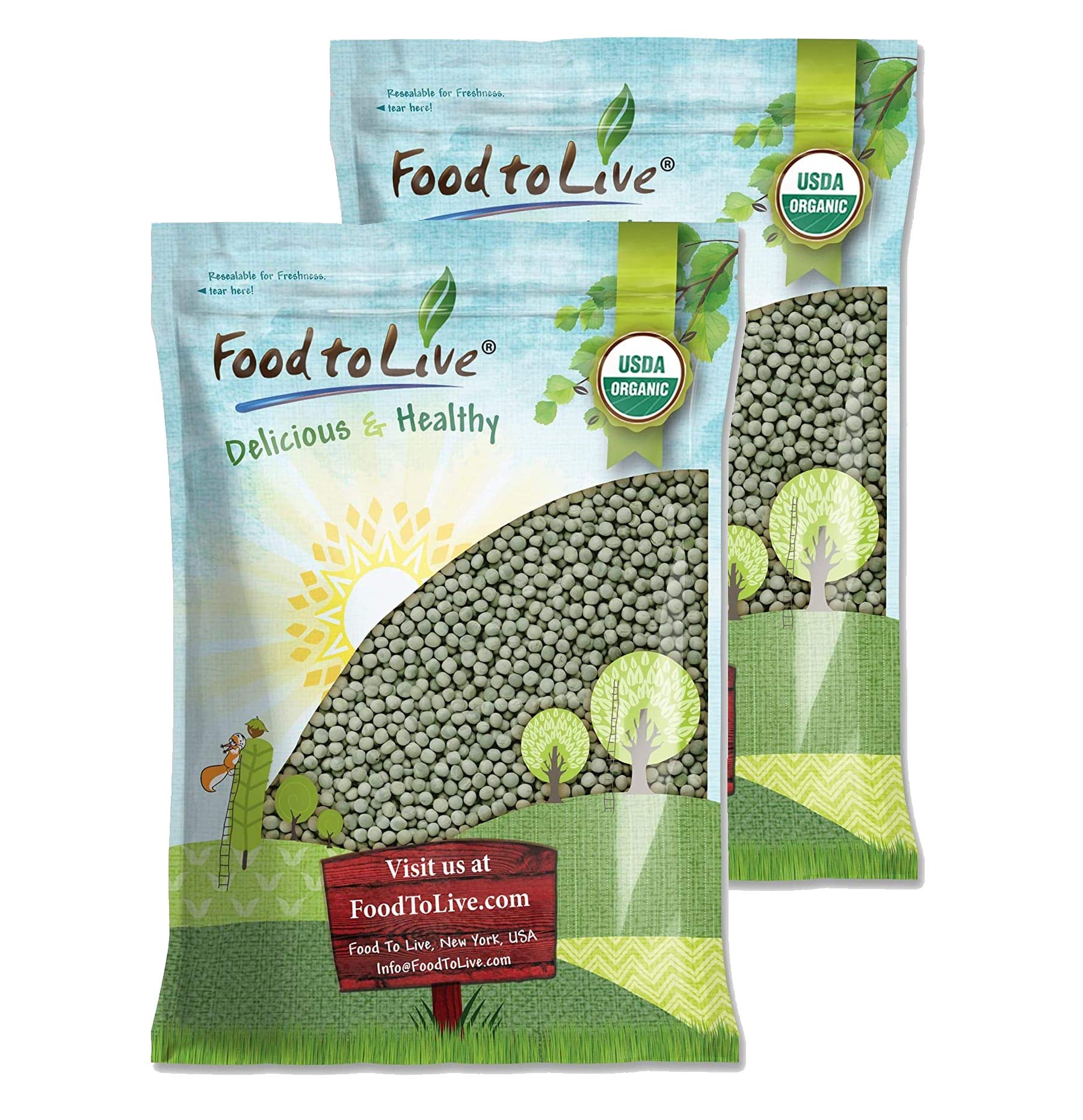 Food to Live Organic Green Peas, 20 Pounds Sproutable, Non-GMO, Kosher, DriedUSDA Organic