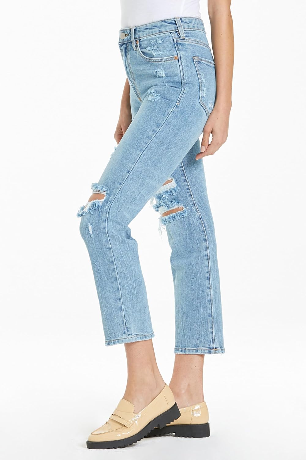 DEAR JOHN Frankie Straight Leg Jeans Women's High Rise Cropped Comfort Stretch Denim - Image 3