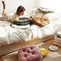 Vista 8 de Cojín para silla, cojín grueso para el suelo, cómodo y suave, cojín de terciopelo para silla con lazos, cojín de meditación para dormitorio, balcón