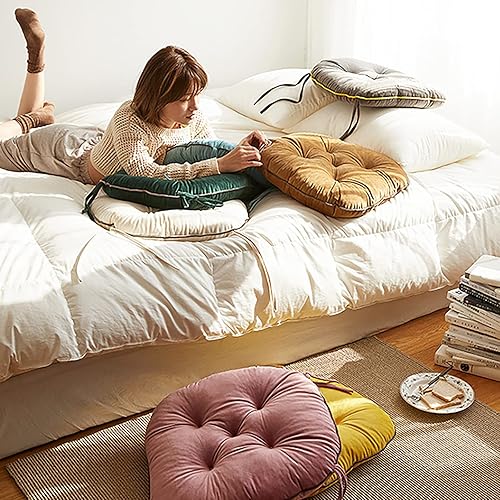 Miniatura 8 de Cojín para silla, cojín grueso para el suelo, cómodo y suave, cojín de terciopelo para silla con lazos, cojín de meditación para dormitorio, balcón,