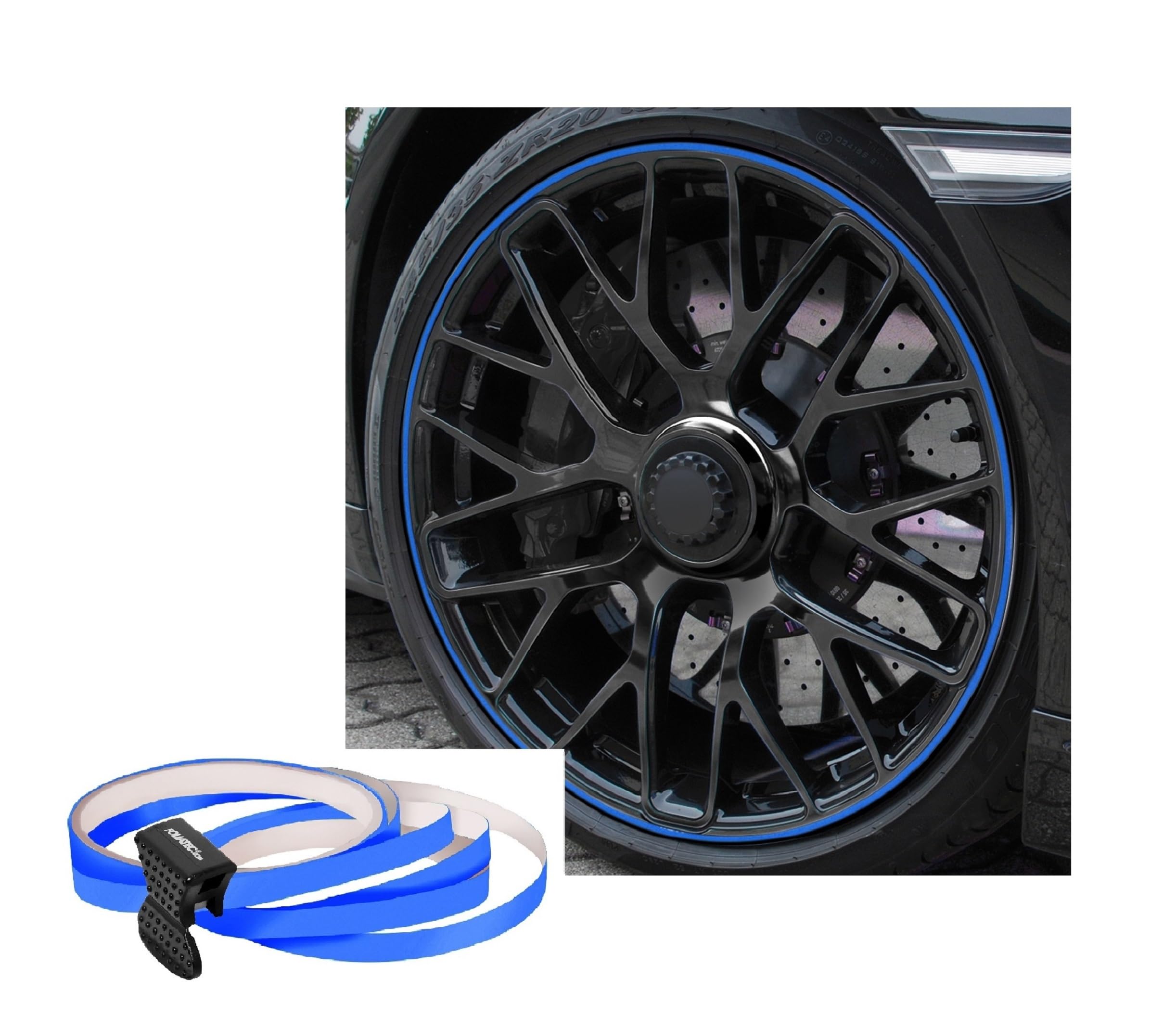 FOLIATEC PIN Striping Felgen Design Auto Zierstreifen Felgenrandaufkleber für 4 Felgen, GT Blue