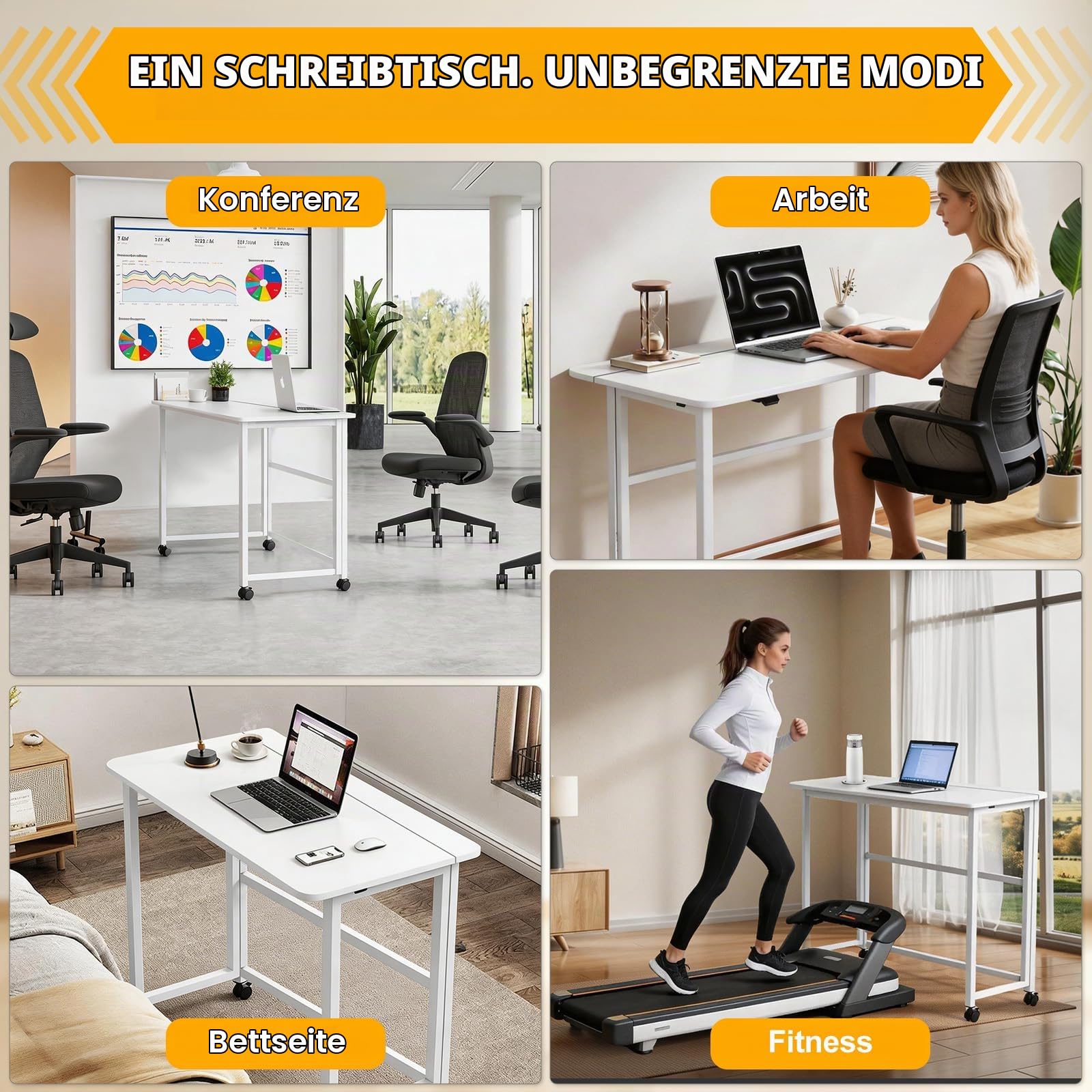 Klapptisch Home Office 80x40cm – Faltbarer Computertisch & Platzsparender Schreibtisch für kleine Wohnung, Schreibtisch Klappbar mit Getränkehalter,80x40x74 cm,Weiß