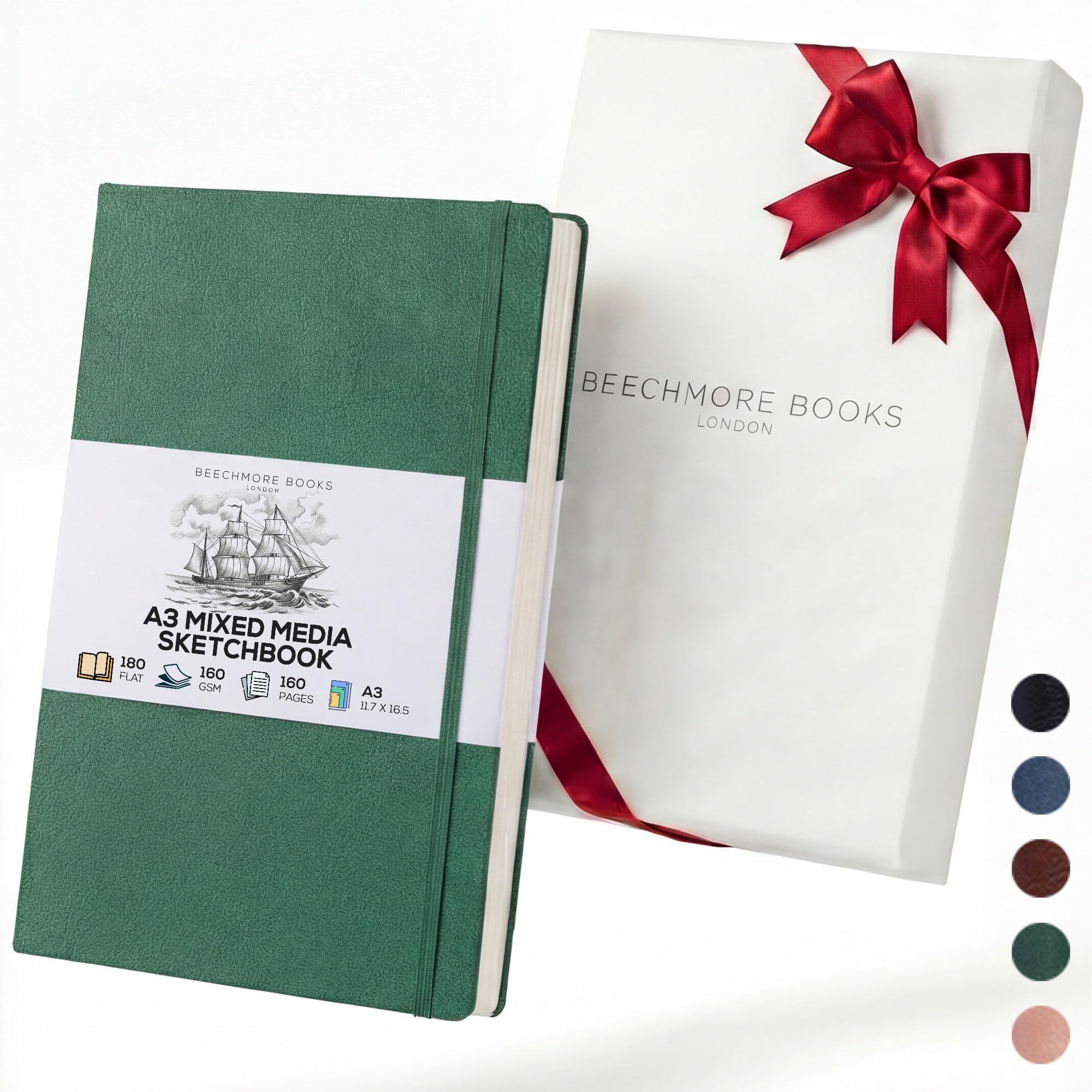 A3 Mixed Media Sketchbook - 11.7x16.5 Extra Large Professional Studio Drawing Pad, 160 GSM / 98 lb Perforated Ivory Paper, Hardcover Lay-Flat Design, Gift Box for Artists & Watercolor