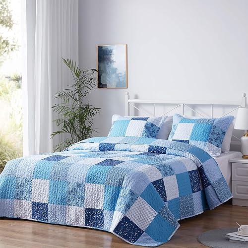 Vista 199 de SunStyle Home - Juego de colcha de cama de microfibra, ligero y suave, reversible, patrón de colcha, colchas para todas las estaciones. 01 - Verde