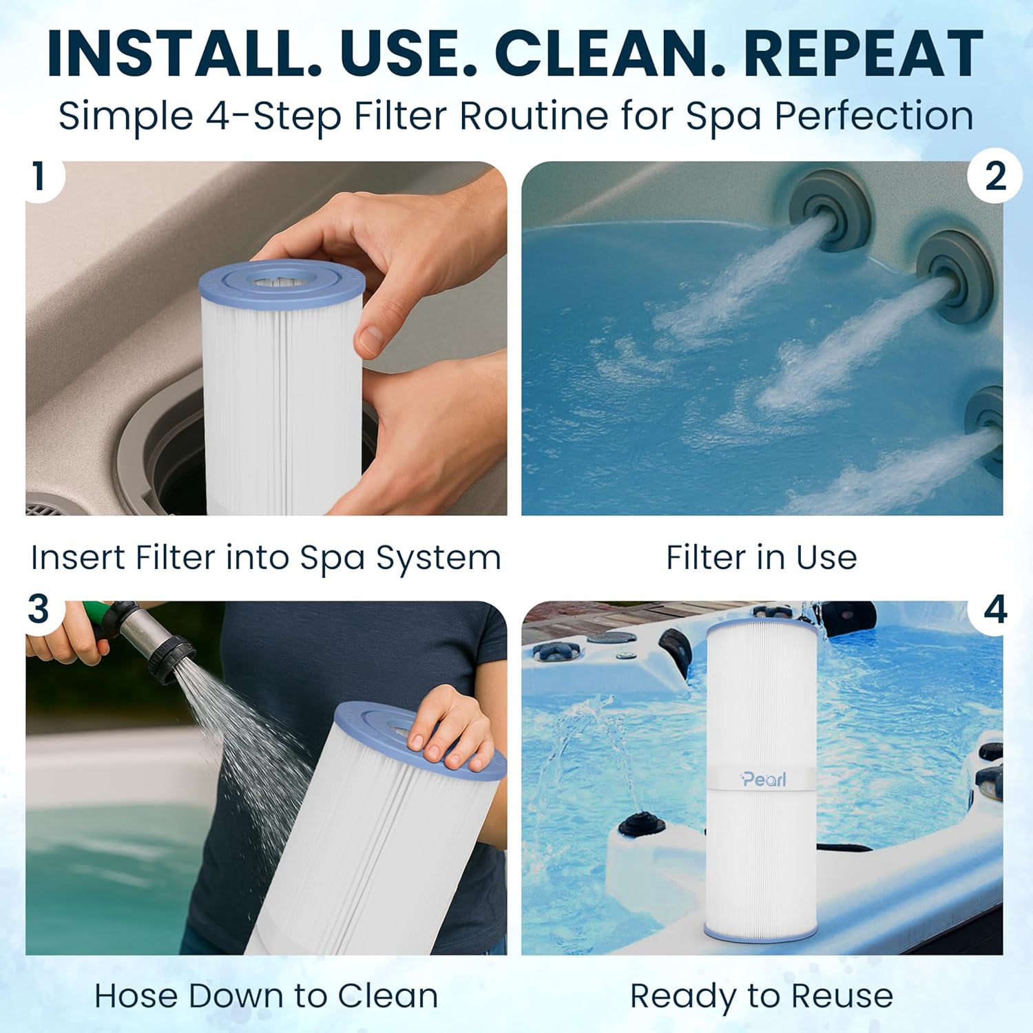 Pearl Purtration OEM-5-2-13-SF50-2 Spa Filter Cartridge Replaces Pleatco PRB50-IN, PRB50IN, Unicel C-4950, Filbur FC-2390, Jacuzzi J210/J220/J235/J245/J275, 5X13 Hot Tub Filter, 2 Pack