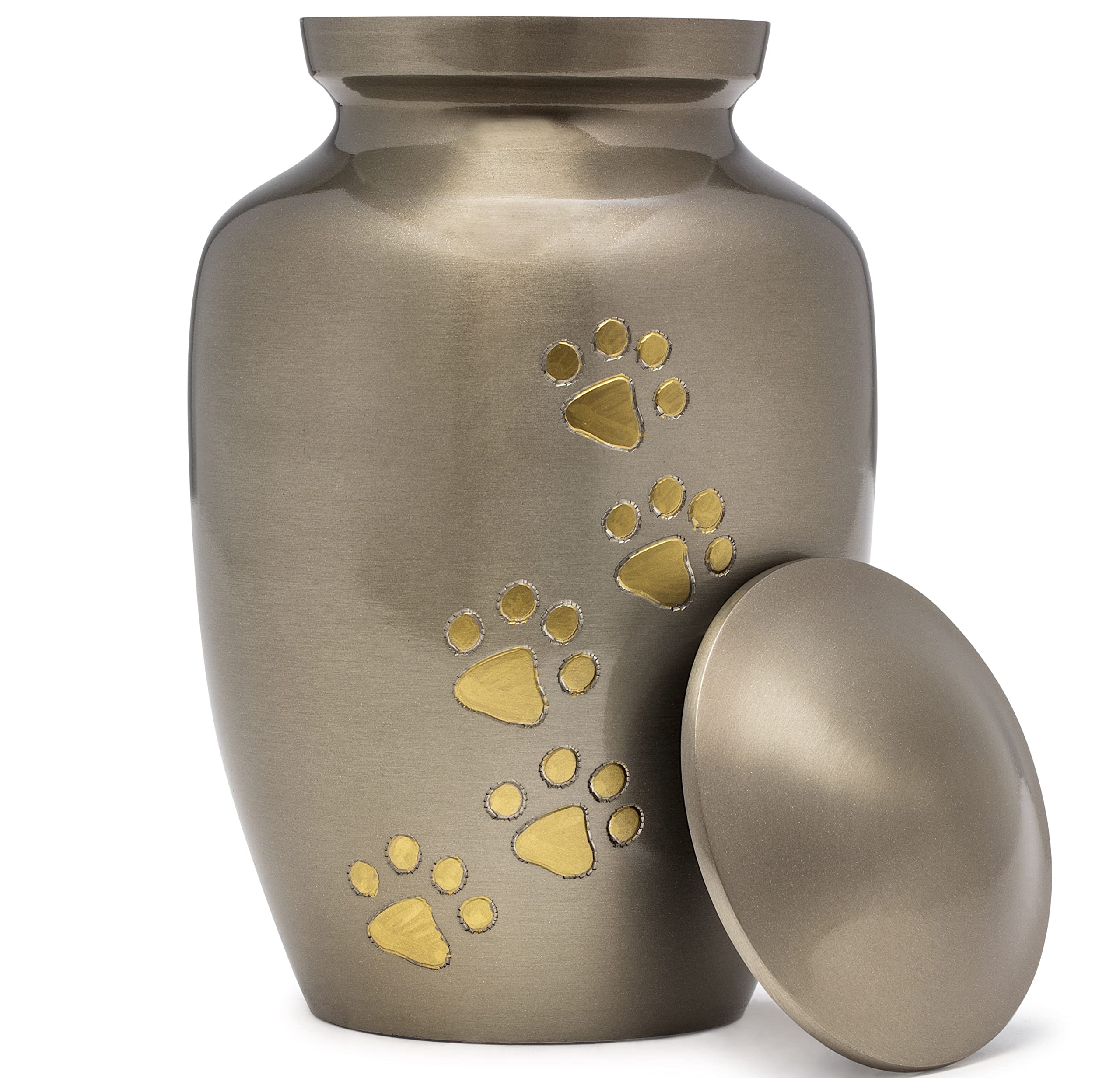 Eternal Harmony Cremation Urn for Animal Ashes | Funeral Vase Carefully Handcrafted with Elegant Finishes to Honor and Remember Your Pet | Dogs and Cats with Velvet Bag (Silver, Large)