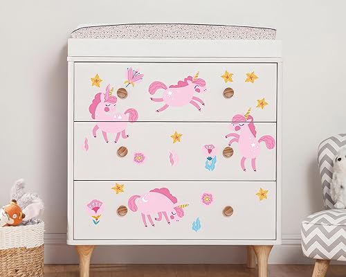 Miniatura 5 de FLFK 2 hojas de calcomanías de pared de animales rosados para niñas, guardería, dormitorio, sala de estar, decoración del hogar