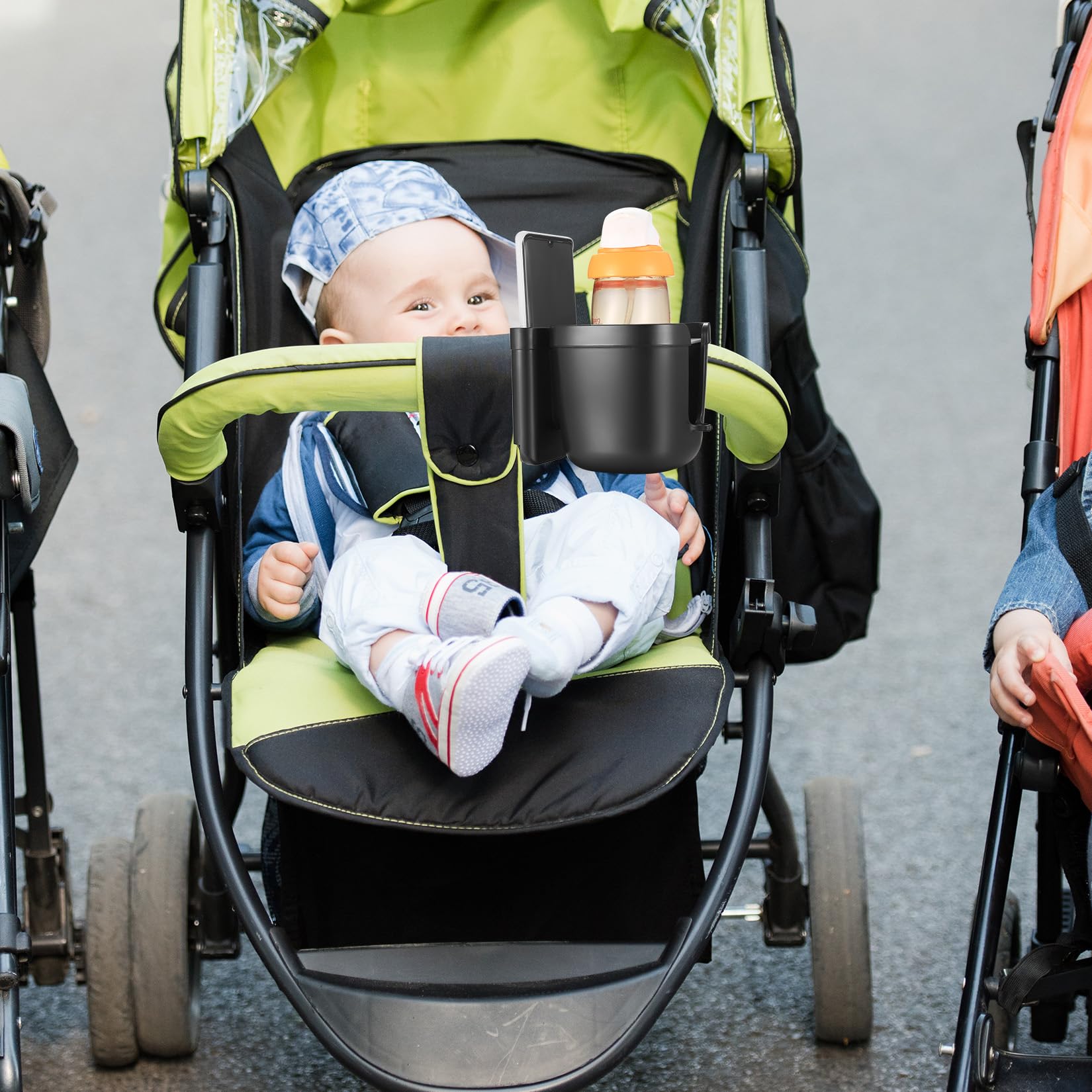 Getränkehalter Fahrrad Getränkehalter Kinderwagen, Universal Wasser Becherhalter Kinderwagen, Fahrradflaschenhalterung, Fahrrad Flaschenhalter für Fahrräder Trolleys Mountainbike, mit Schnullerkette