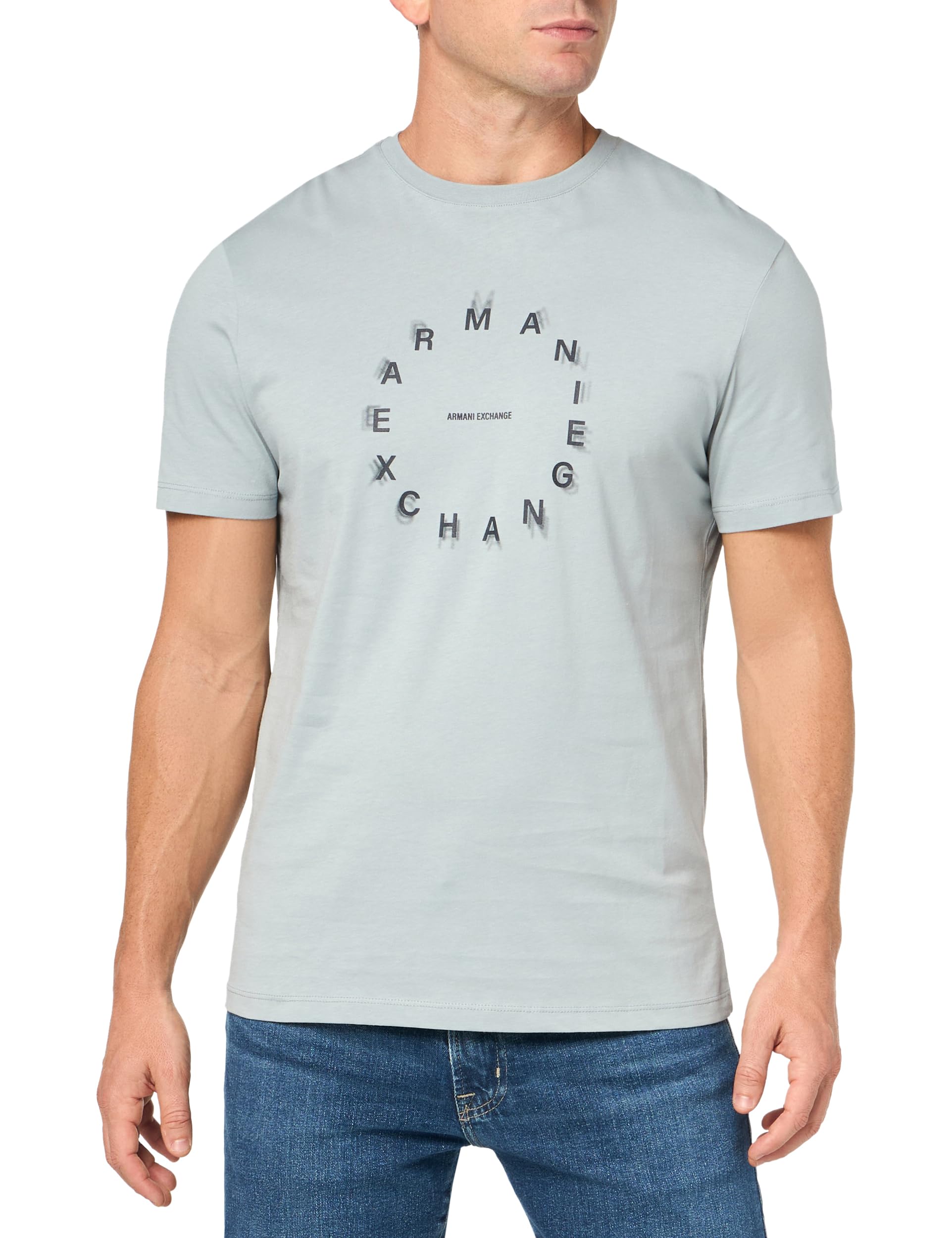 A｜X ARMANI EXCHANGEMen's Regular Fit Cotton Circle Letter Logo Tee
