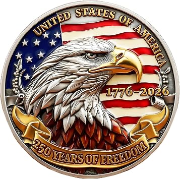 America 250 Merchandise, USA 250th Anniversary Commemorative Coin, 1776-2026 Challenge Coin for Collectors Patriots
