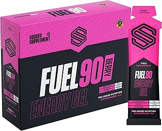 Soccer Supplement Fuel90 - Dual Carbohydrate Gel for Footballers, Used by Professional Footballers, 28g Carbohydrate, 380mg Electrolytes, Informed Sport Tested, 70ml Gel, 12 Pack, Mixed Berry
