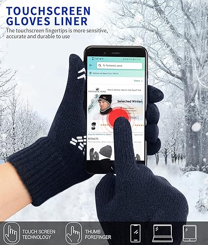Miniatura 2 de FZ FANTASTIC ZONE Guantes de invierno para hombre, cálidos, térmicos, suaves, de lana, para pantalla táctil, para mujer