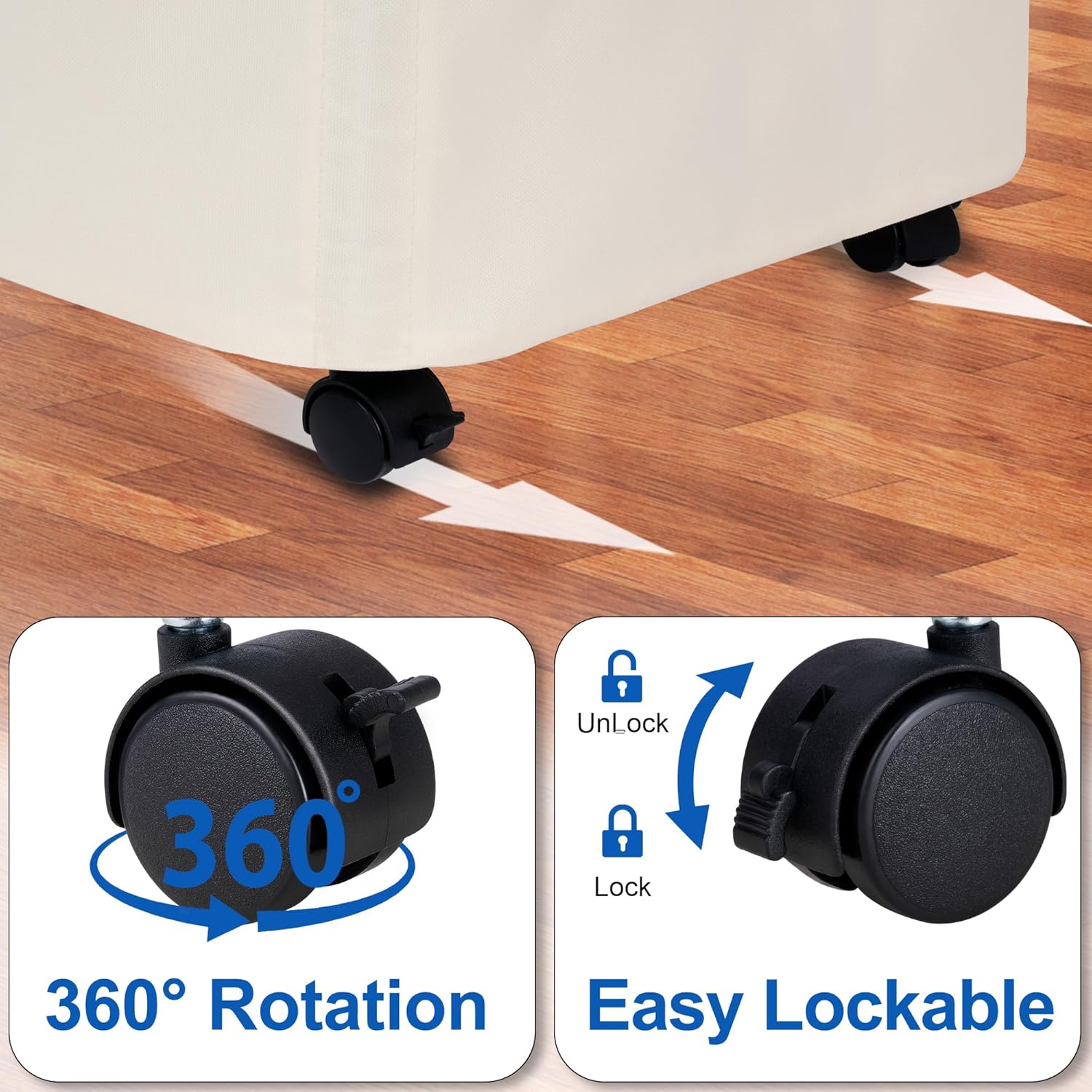 Slim Laundry Hamper with Lid and Wheels, Small Rolling Laundry Basket with Handle for Small Spaces, Tall Dirty Clothes Hampers for Dorm, Bathroom and Bedroom, 95L, Beige