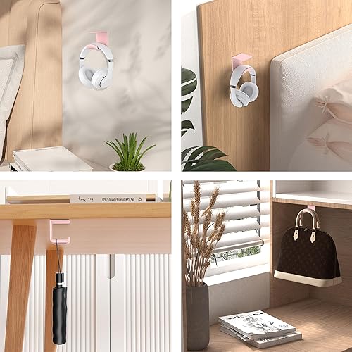 Miniatura 4 de HomeMount Gancho para auriculares debajo del escritorio, soporte para auriculares debajo de la mesa, soporte adhesivo para auriculares para juegos,
