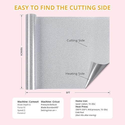 Miniatura 10 de HTVRONT Rollos de vinilo HTV de transferencia de calor, vinilo HTV blanco de 12 pulgadas x 5 pies, vinilo para camisas, vinilo para planchar para