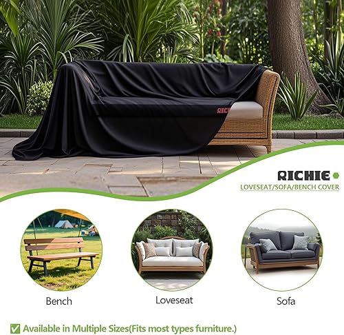 Miniatura 7 de Funda de sofá biplaza para patio, funda impermeable para sofá de 3 plazas para exteriores, con ventilación de aire, resistente a los rayos UV, para