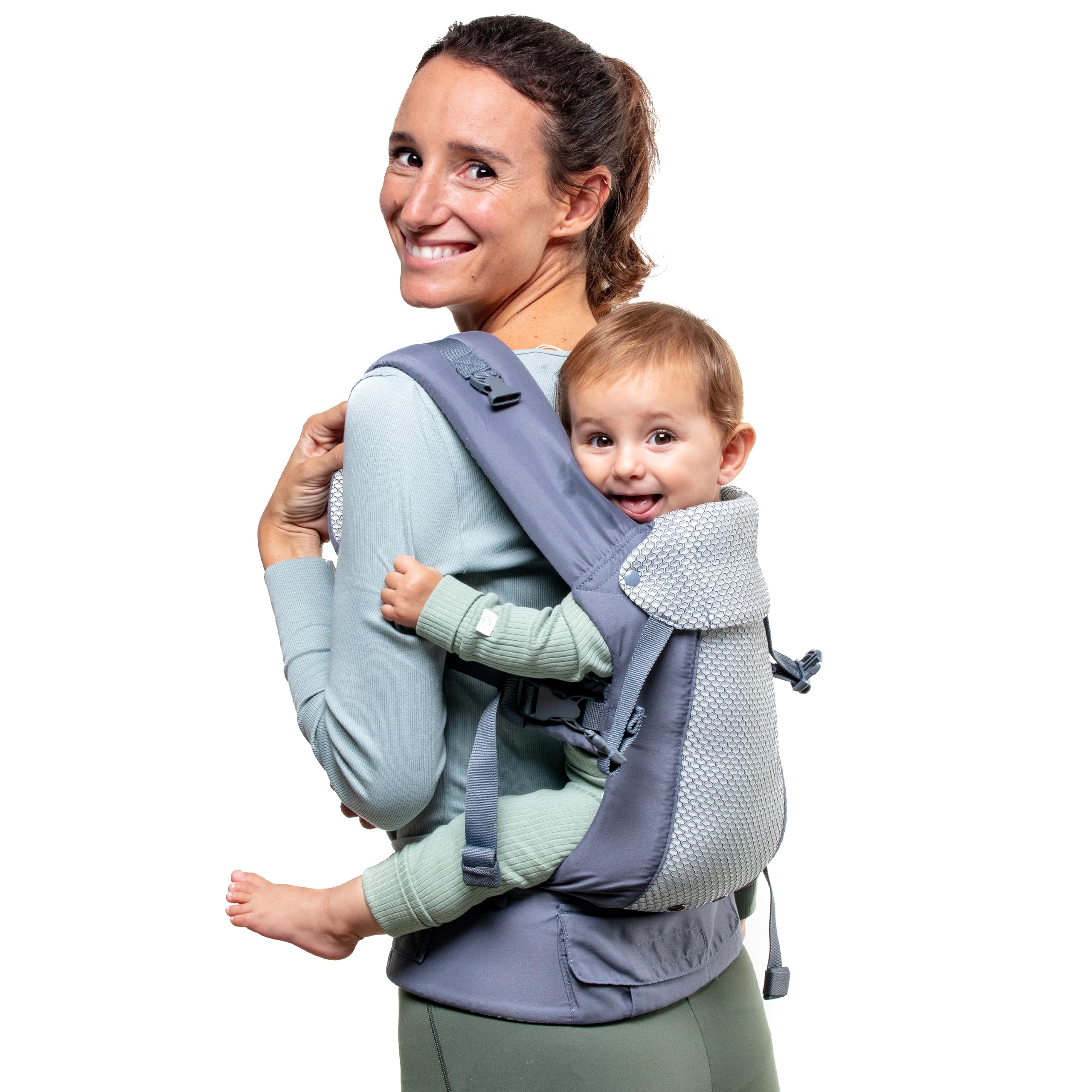 Beco Gemini Cool Portabebés Malla, Recién Nacido, Cool Dark Grey | 4 Posiciones Ergonómicas con Asiento Ajustable, comodidad certificada Sana para Caderas desde las primeras semanas.