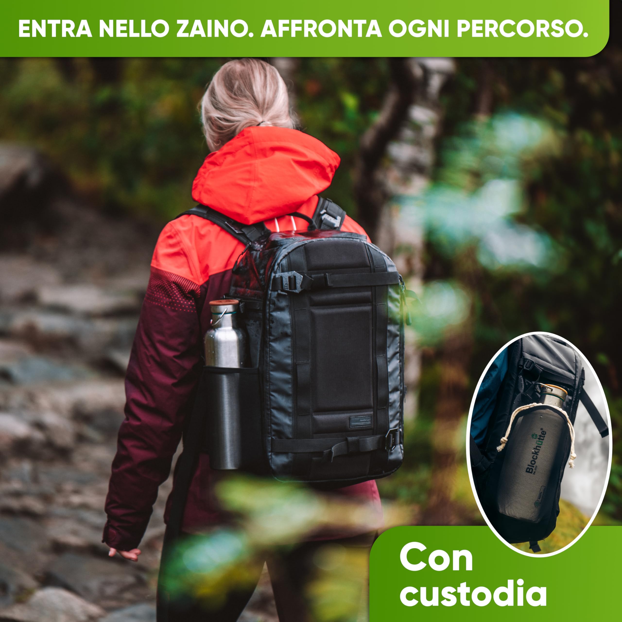 Blockhütte Borraccia Termica Acciaio Inox, Thermos per Bevande Calde fino a 13 ore, Bottiglia Termica a prova di perdite, Borraccia Palestra, Bottiglia Acqua lavabile in lavastoviglie