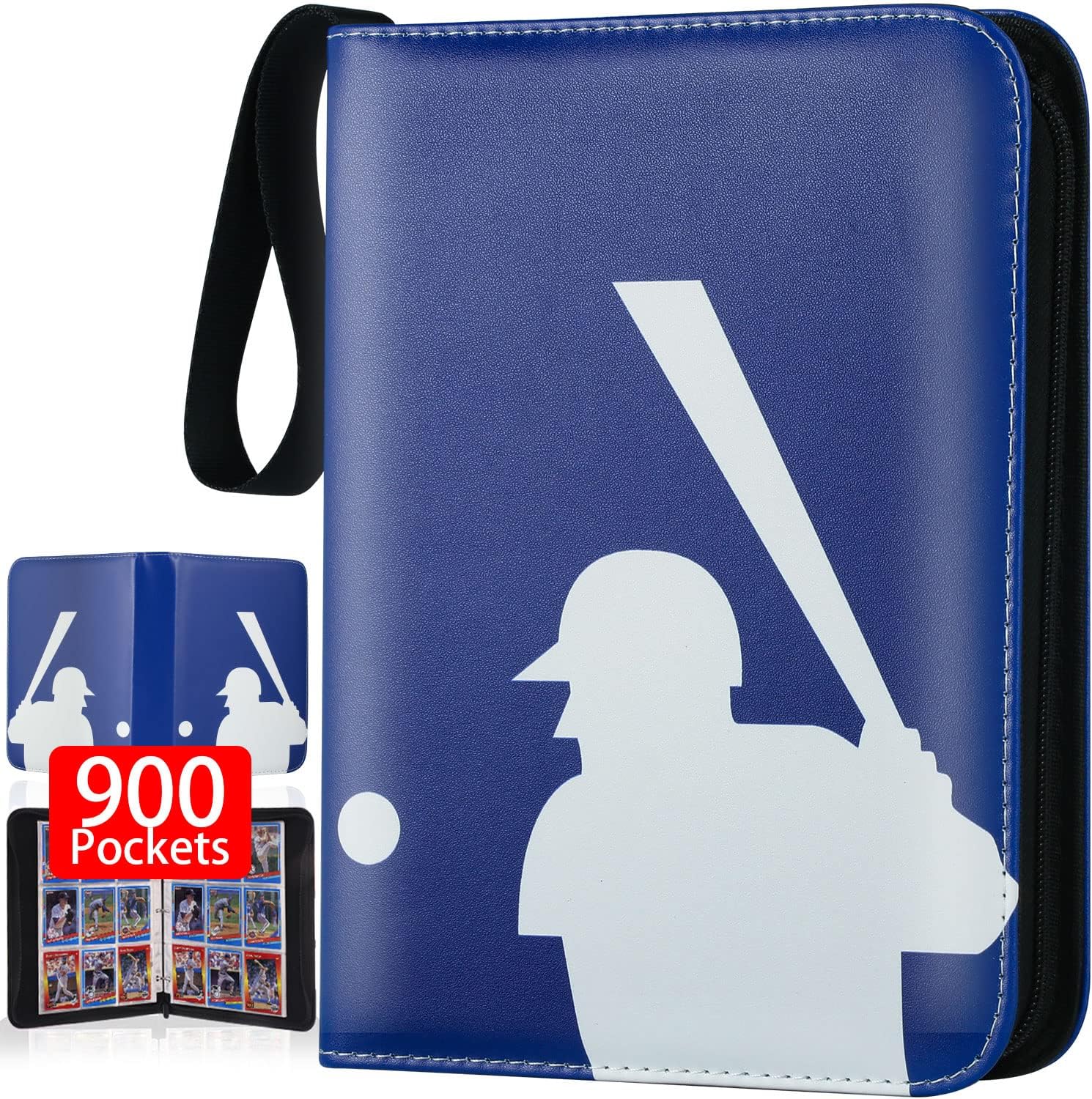 Card Binder 9 Pocket, Trading Card Binder with Sleeves, Baseball Card Binder, Sports Card Binder Collectible Trading Card Albums Fits 900 Cards with 50 Removable Sleeves : Everything Else