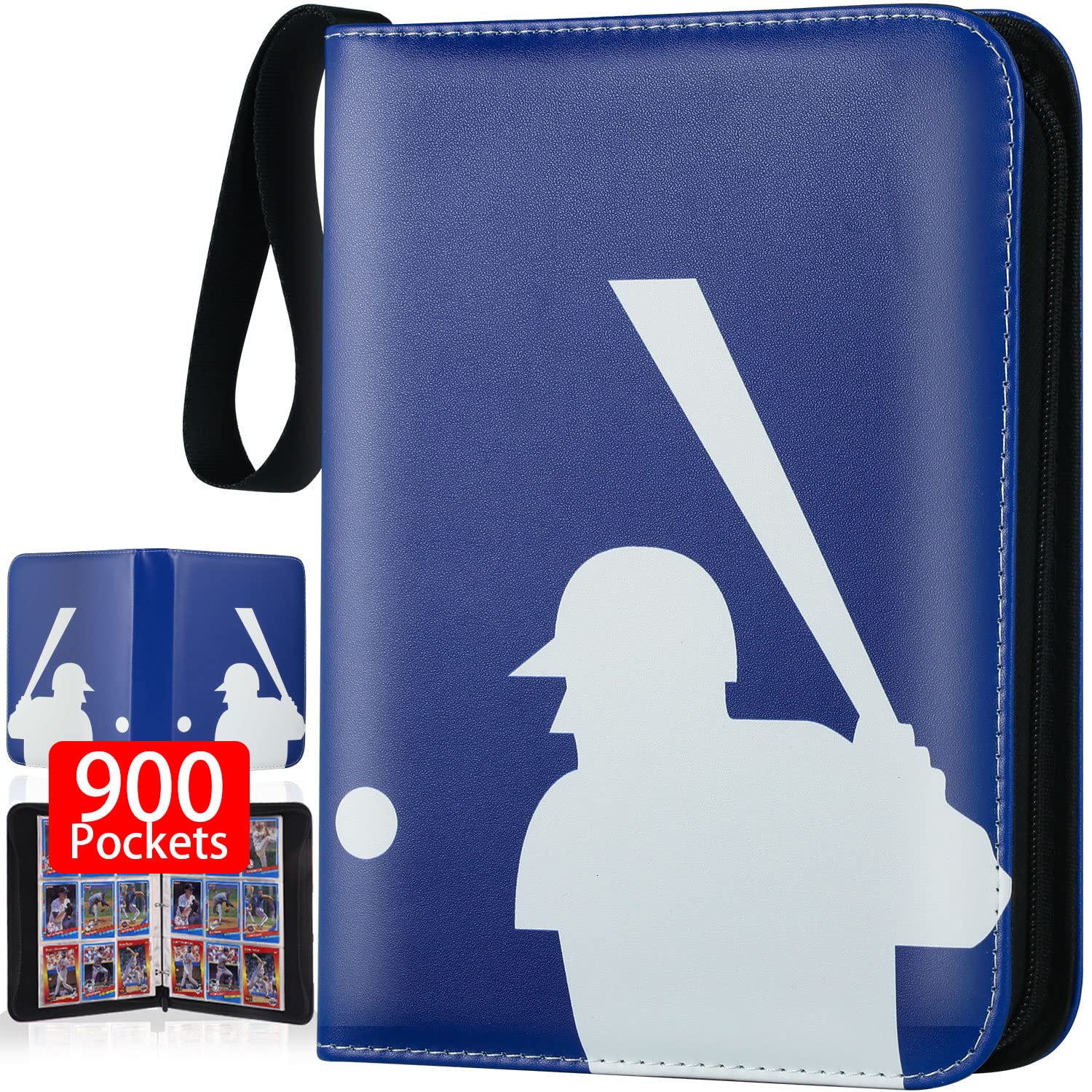 Card Binder 9 Pocket, Trading Card Binder with Sleeves, Baseball Card Binder, Sports Card Binder Collectible Trading Card Albums Fits 900 Cards with 50 Removable Sleeves