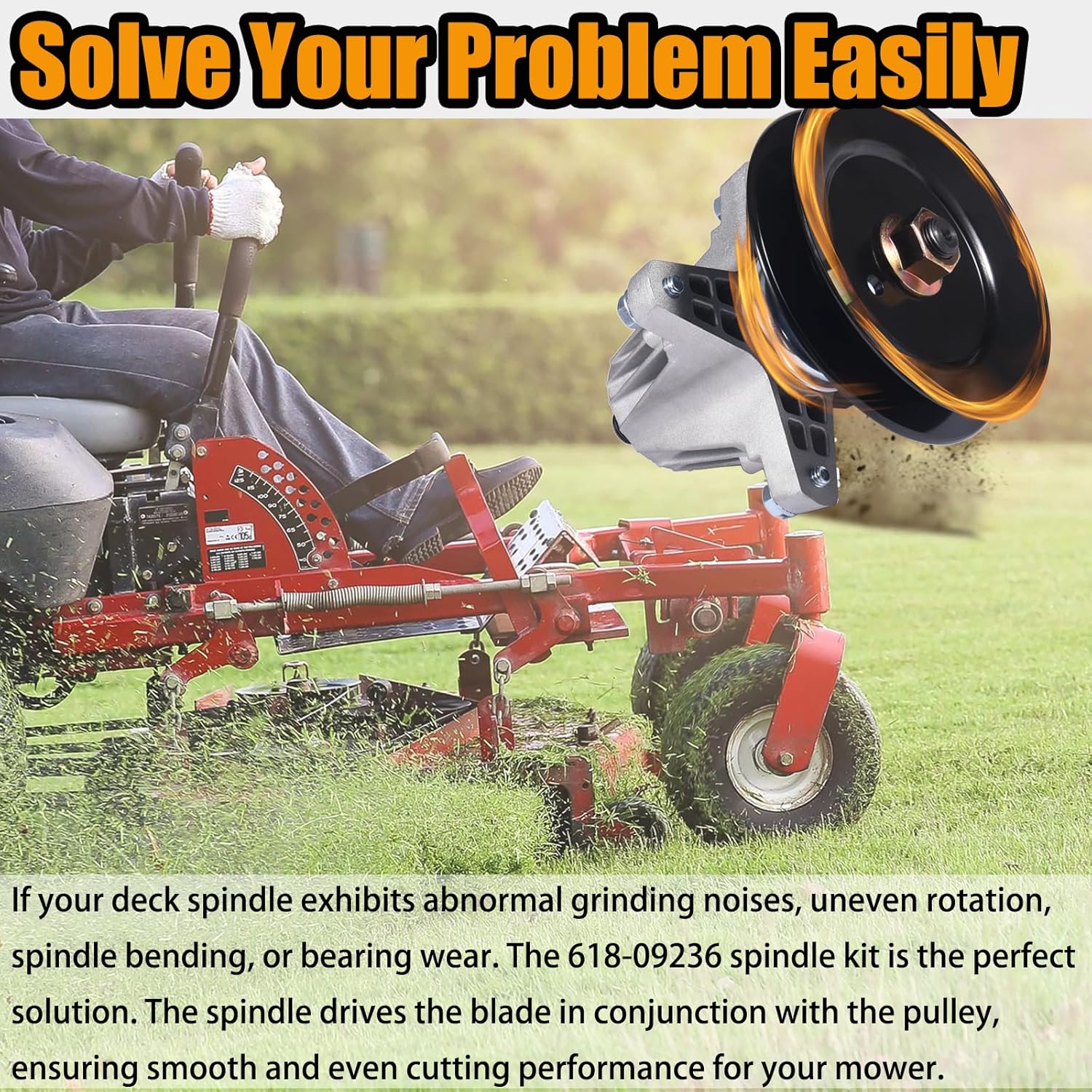 618-09236 618P09236 Spindle Assembly for Cub Cadet XT1-GT54 ST54, ZT1-54, ZT2-54, ZTS2-54 Craftsman Z5800 Troy Bilt Mustang 54XP MTD 54" Mower Deck Spindle with Mounting Bolts and Threads