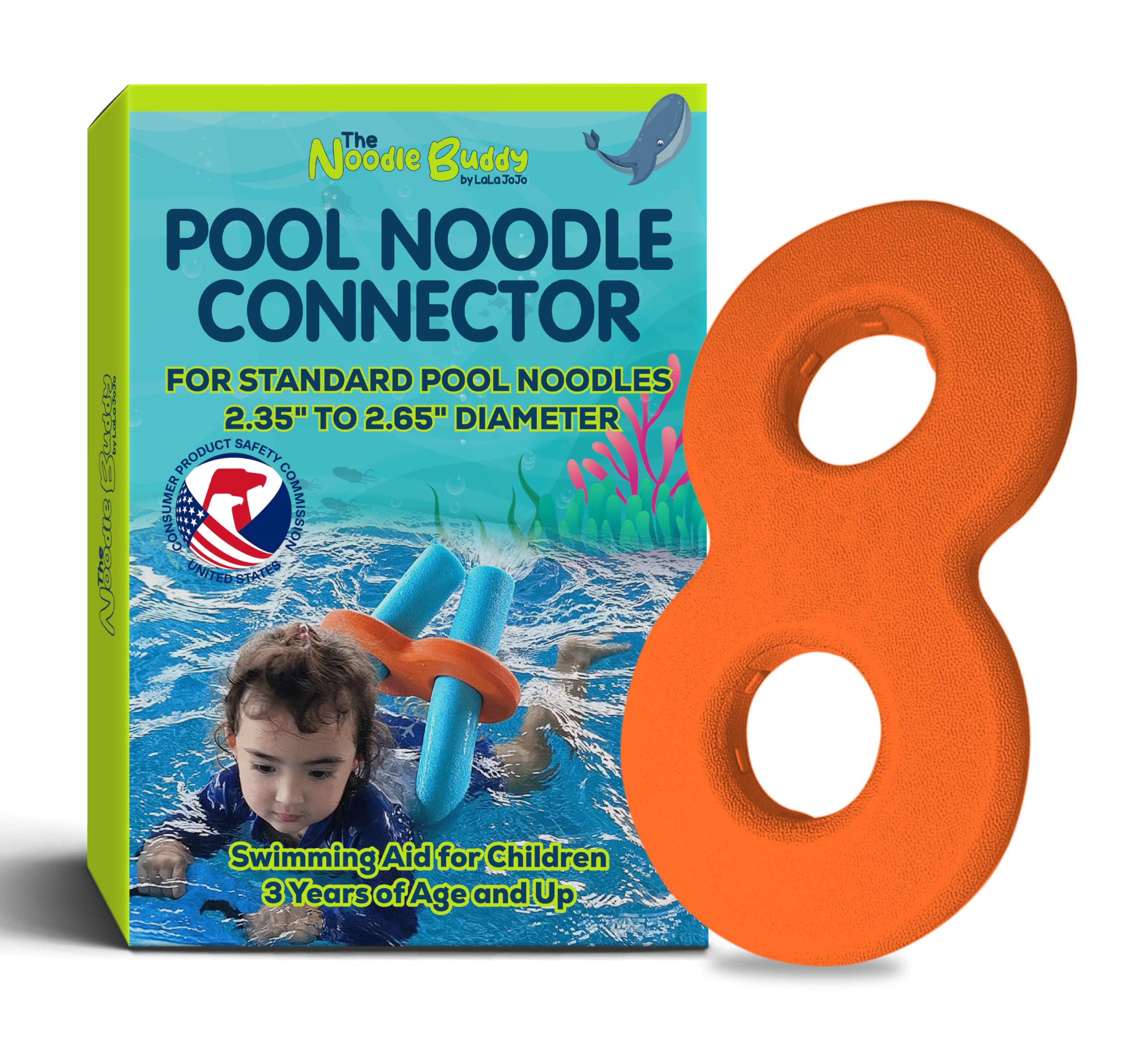 Pool Noodles Accessory: Orange Noodle Buddy - Child-Safe Swimming Aid for Kids. Enhances Fun, Confidence, Safety. Durable, Non-Slip Design. Ideal for Pools, Lakes, Beaches.