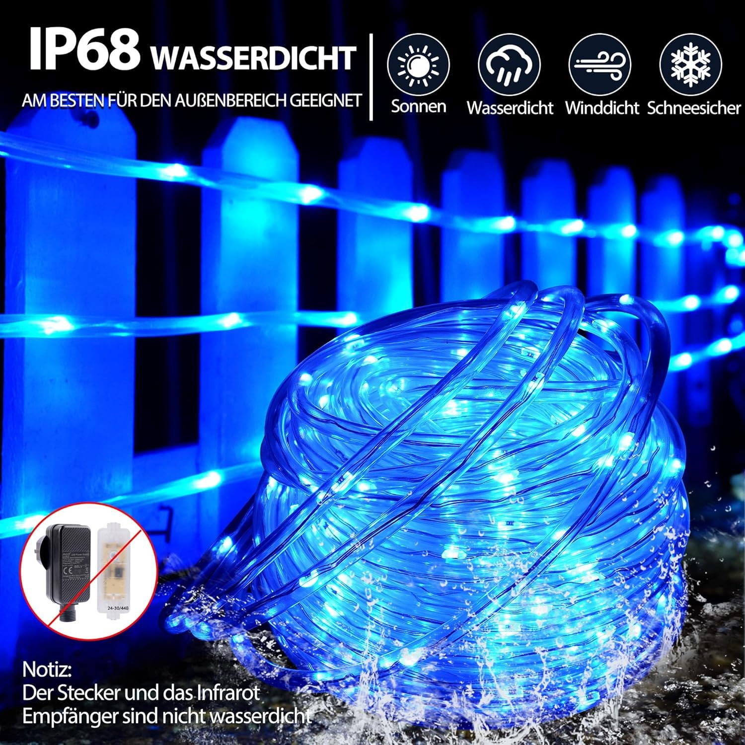 StarryEver 40 m LED tubo di luci per esterni, 400 LED per esterni, luce bianca calda e colorata, 25 colori per esterni, con telecomando per giardino