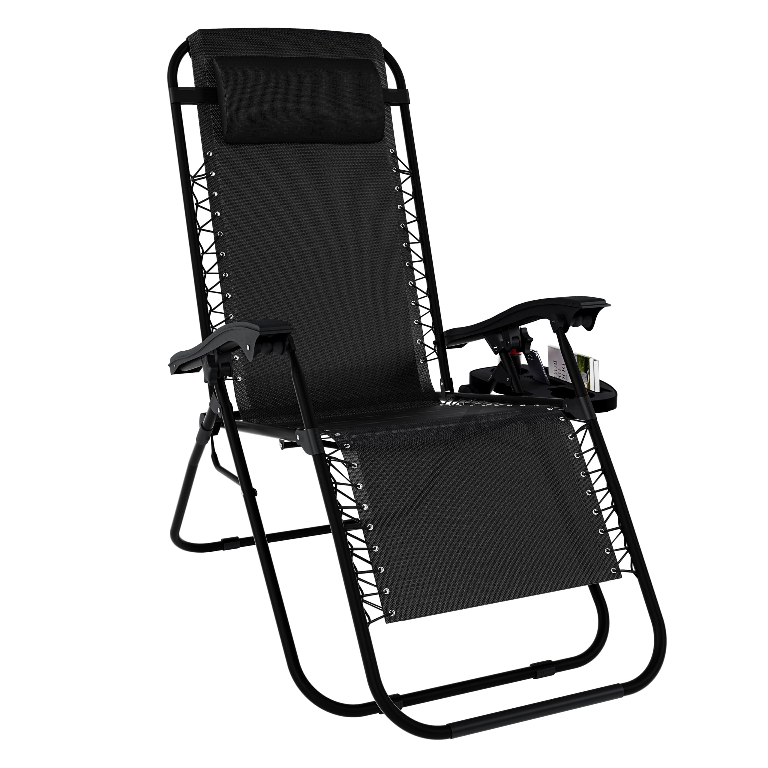Garden Vida 2 Pack Zero Gravity Chairs Sun Loungers Outdoor Patio Recliner Weightless Feel Seat Weather Resistant Steel (Black) (UKFR Certified)