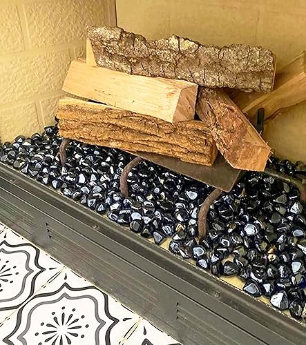 Miniatura 3 de GRISUN Diamantes de vidrio ignífugo para hoguera, rocas de vidrio templado reflectante de 1 pulgada de alto brillo para chimenea natural o propano,