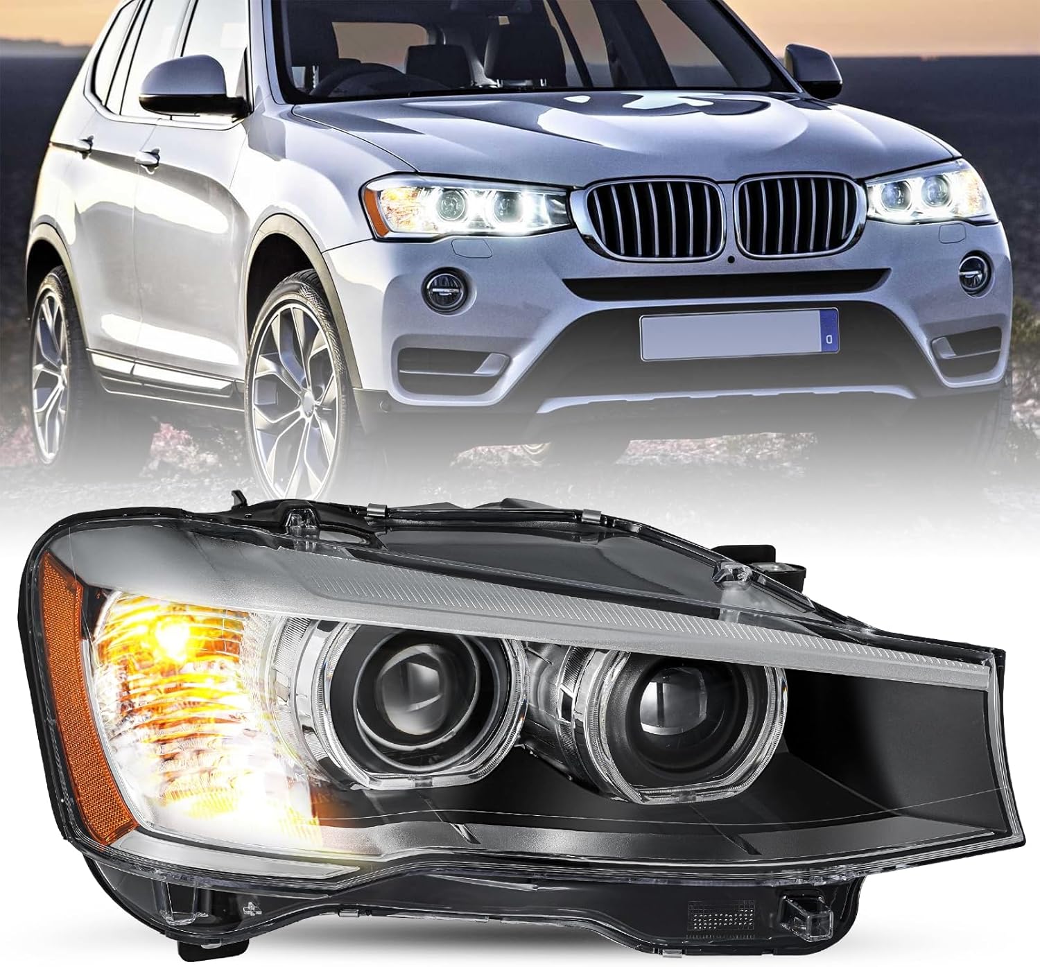 JSBOYAT Xenon HID Headlight Assembly Right Passenger Side for 2015-2017 BMW X3/X4