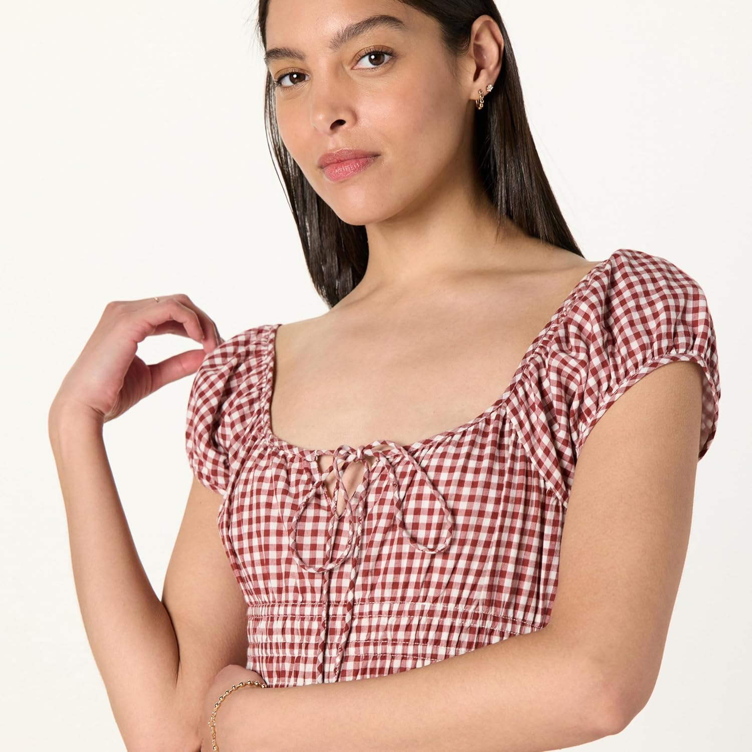 The Drop Womens Melody Cap Sleeve Tie Front Cotton Dress - Image 3