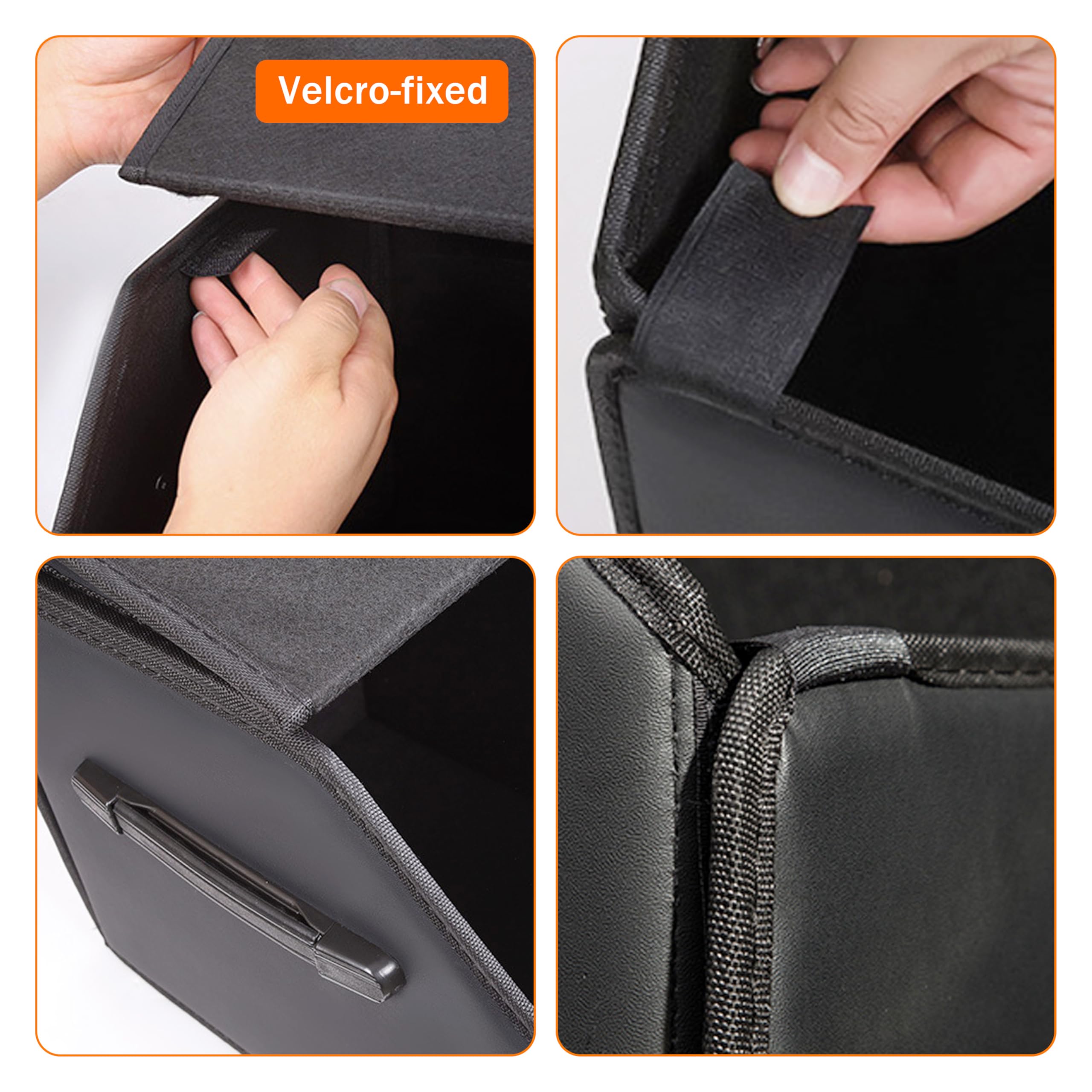 Organizador de cajuela, organizadores de coche y almacenamiento, caja de almacenamiento de cuero negro con tapa, tablero de fibra, plegable, 2 K pulgadas ³ (tamaño A)