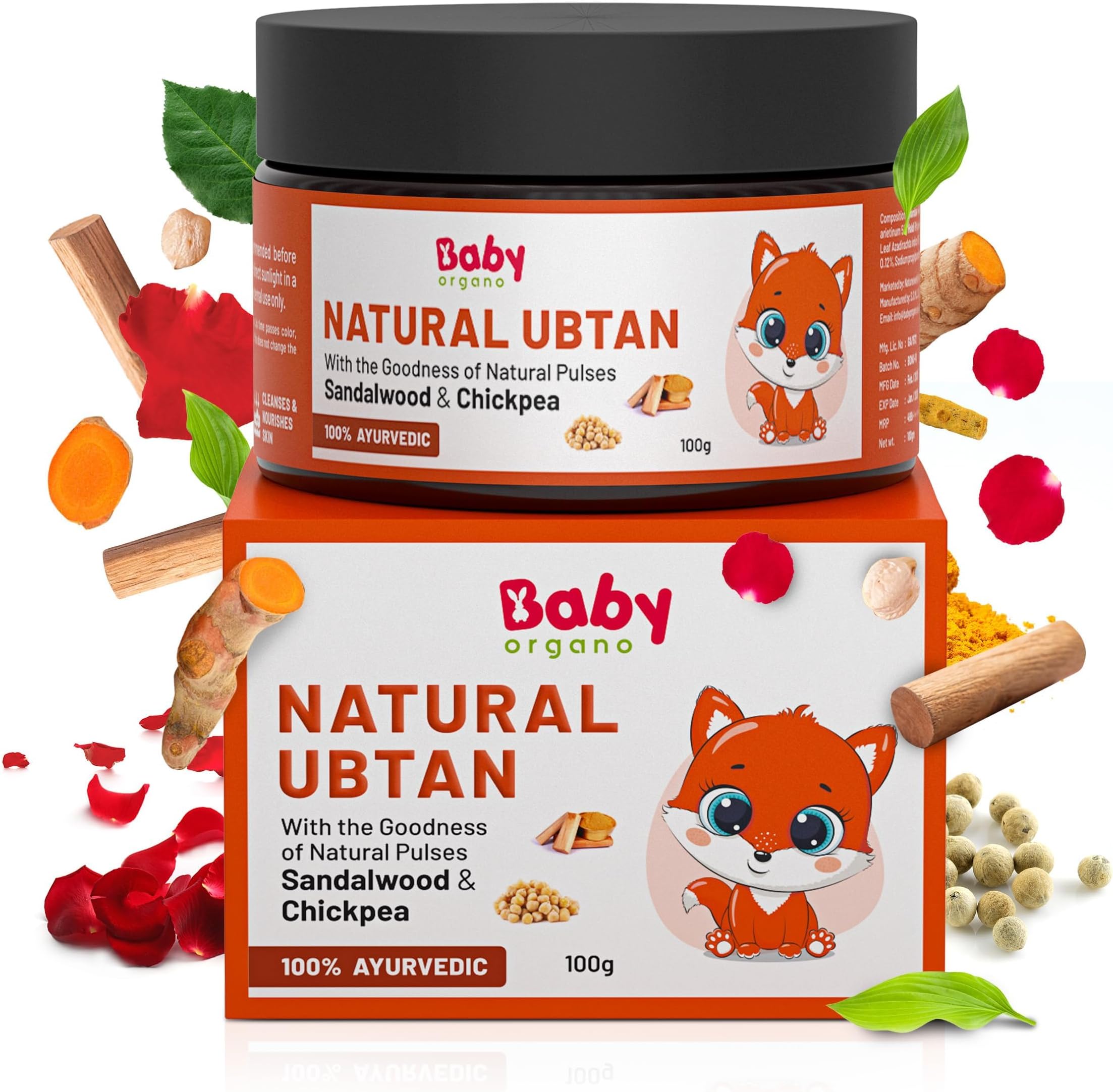 - Natural Ubtan | Skin Tan Removal | Nourishes & Moisturizes Skin | Made with Sandalwood & Chickpea | 100% Ayurvedic | Dermatologically Tested & Pediatrician Approved | For Babies and Mothers (Pack of 1)