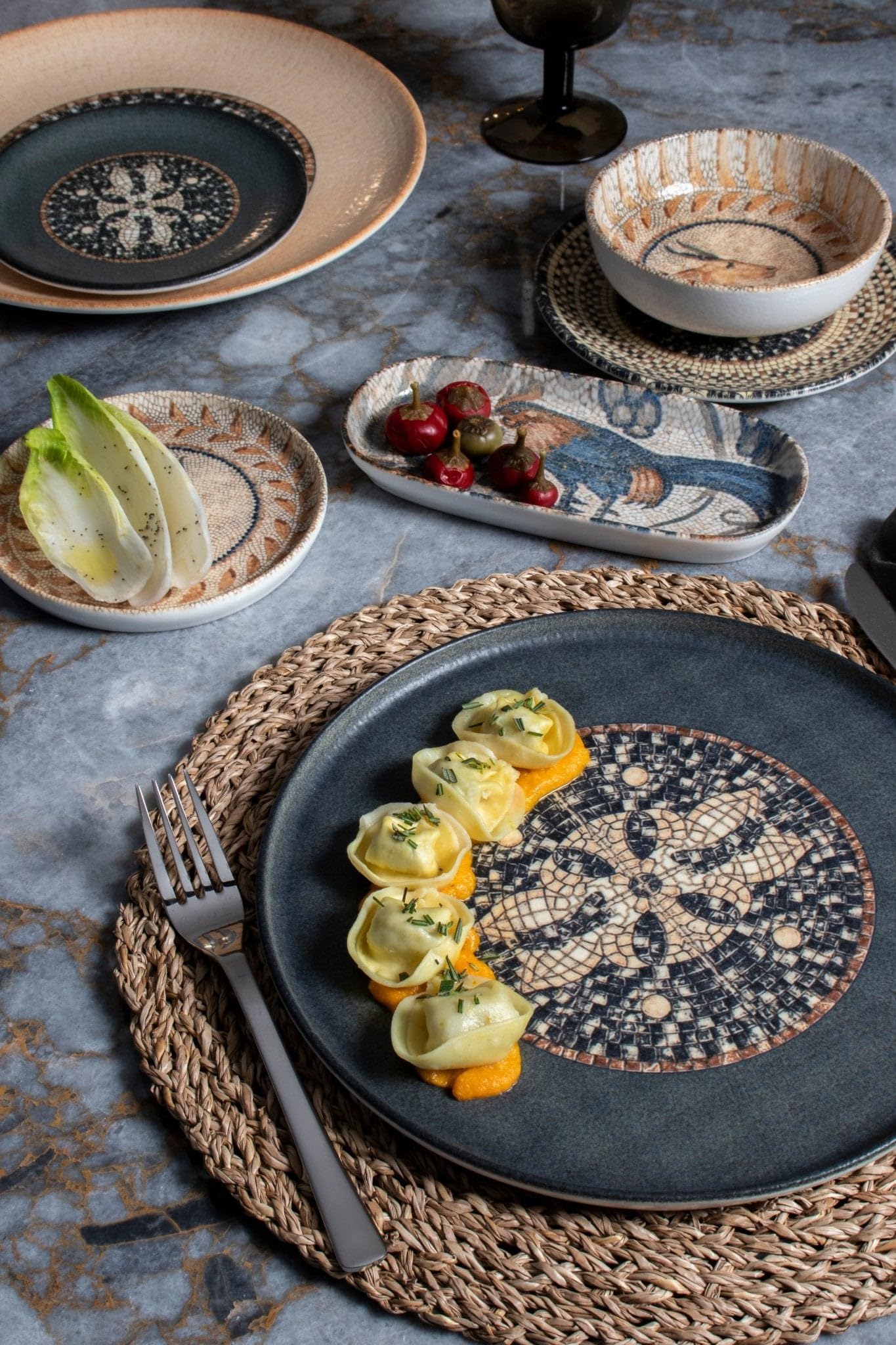 Assiettes à Pâtes Bonna Tranquil - Porcelaine 24cm (270cc) - Lot De 2 - Professionnel Et Résistant
