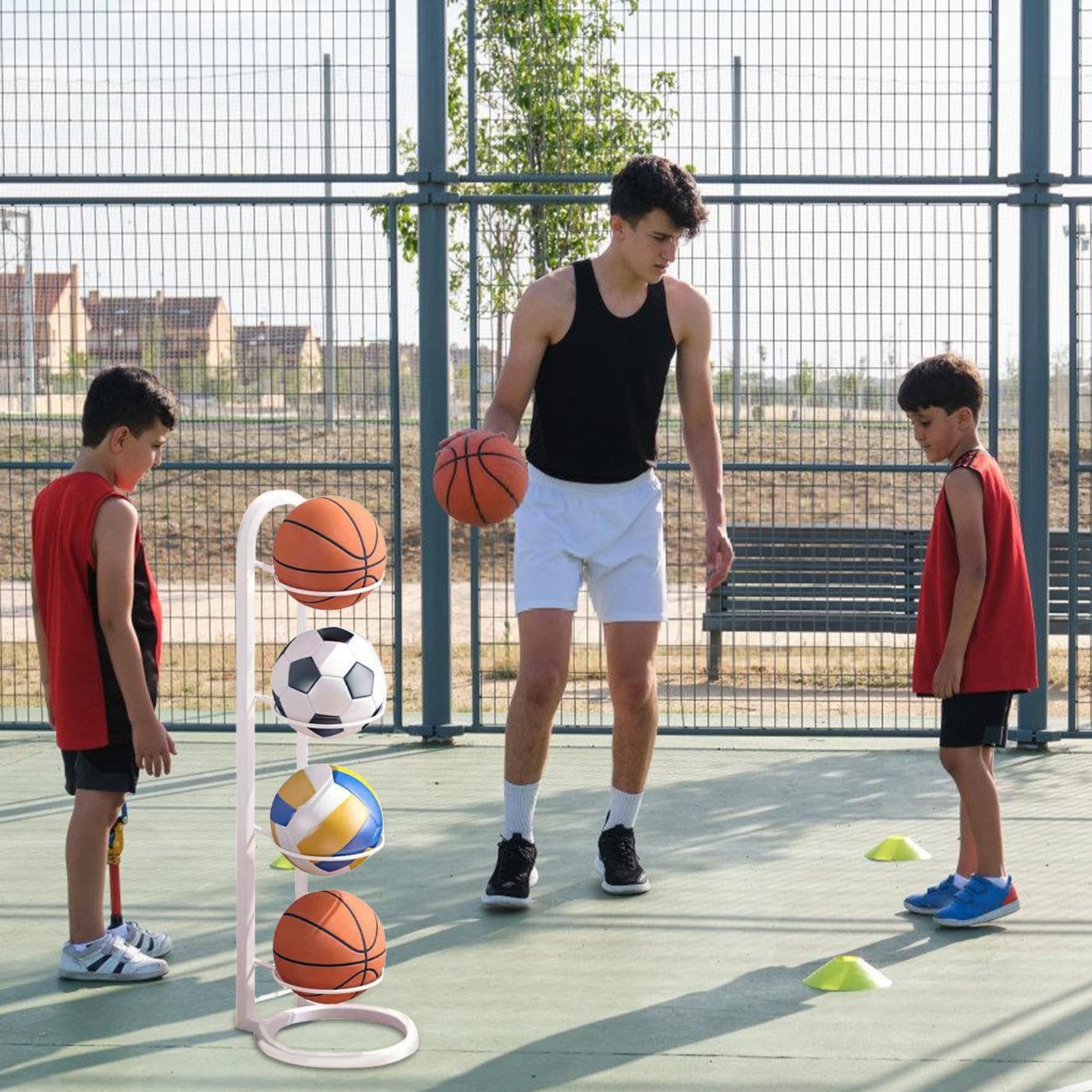 Étagère De Rangement Verticale Pour Ballons | Organiseur De Balles Multicouche Pour Basket-ball, Football, Volley-ball, étagère De Rangement Pour Ballons, Support De Balles, Rangement Vertical Pour