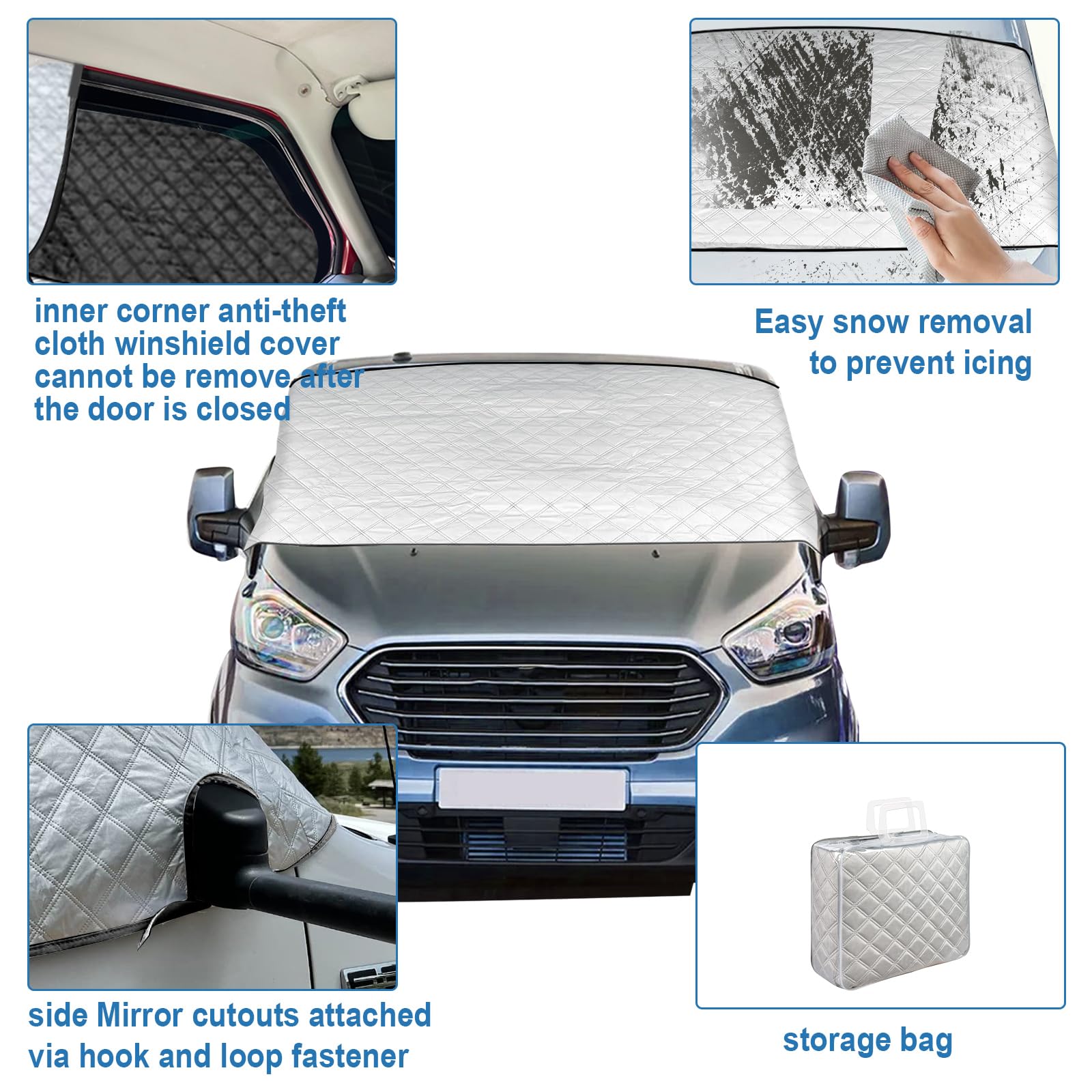 Cubierta de Parabrisas para Ford Transit Van MK7 2006 – 2013, Impermeable, térmica, protección contra la Nieve y el Hielo, protección contra el Polvo, Protector Solar