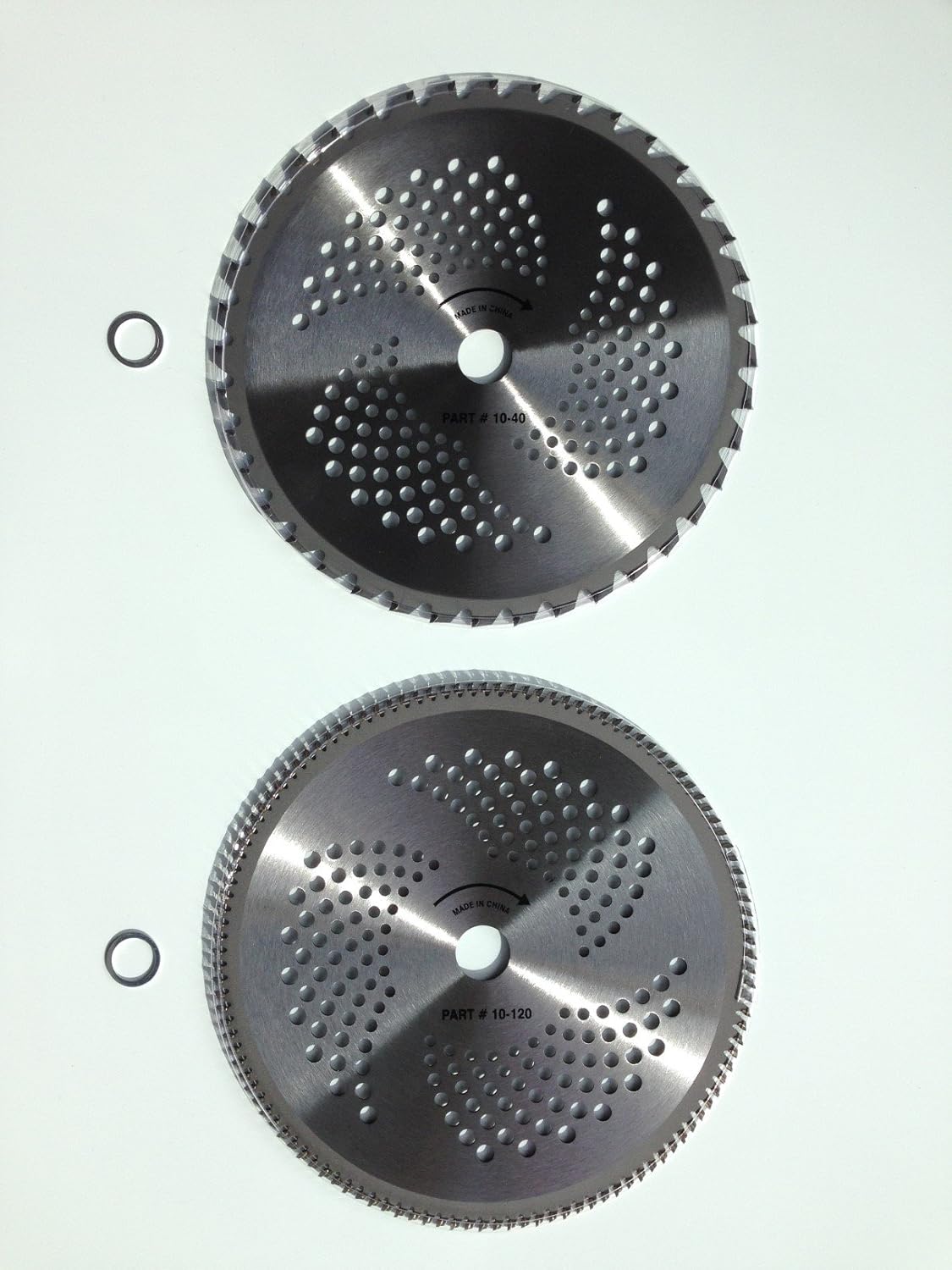 2pk-10-(1) 40 Teeth & (1) 120 Teeth Combo 2 Blade Pack-RENEGADE BLADE® - Carbide Brush Cutter Weed Eater Blades - (1) Brush & (1) Multi-use Blade Pack - 254mm Dia.