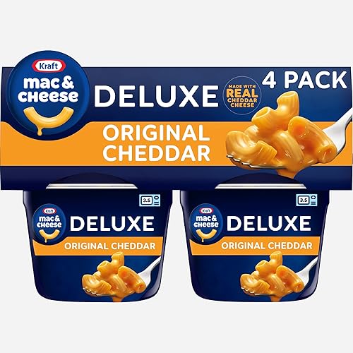 Kraft Deluxe Original Mac & Cheese Macaroni and Cheese Dinner, 4 ct Pack, 2.39 oz Cups - Original Cheddar