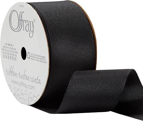 Miniatura 6 de Offray 156573 Cinta decorativa y de grogrén de 1.75 pulgadas de ancho, carrete de 21 pies, color negro