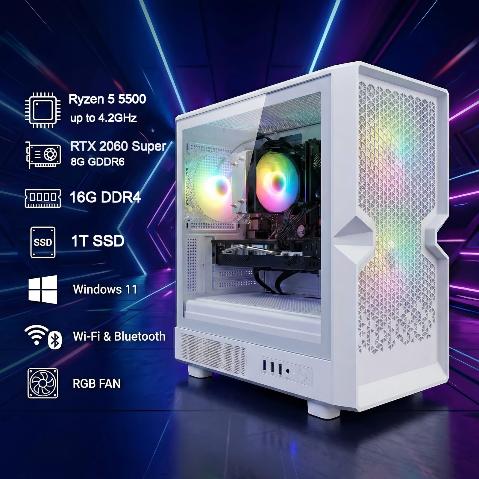 Amazon.com: STGAubron Gaming PC Computer Desktop, AMD Ryzen 5 5500