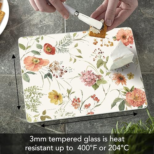 Miniatura 7 de CounterArt Blessed by Nature Tabla de cortar de vidrio templado de 0.118 in de 10 x 8 pulgadas, fabricada en los Estados Unidos, tabla de quesos