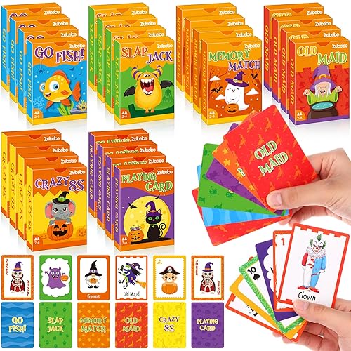 Zubebe 24 Pack Halloween Kids Card Games Bulk 6 in