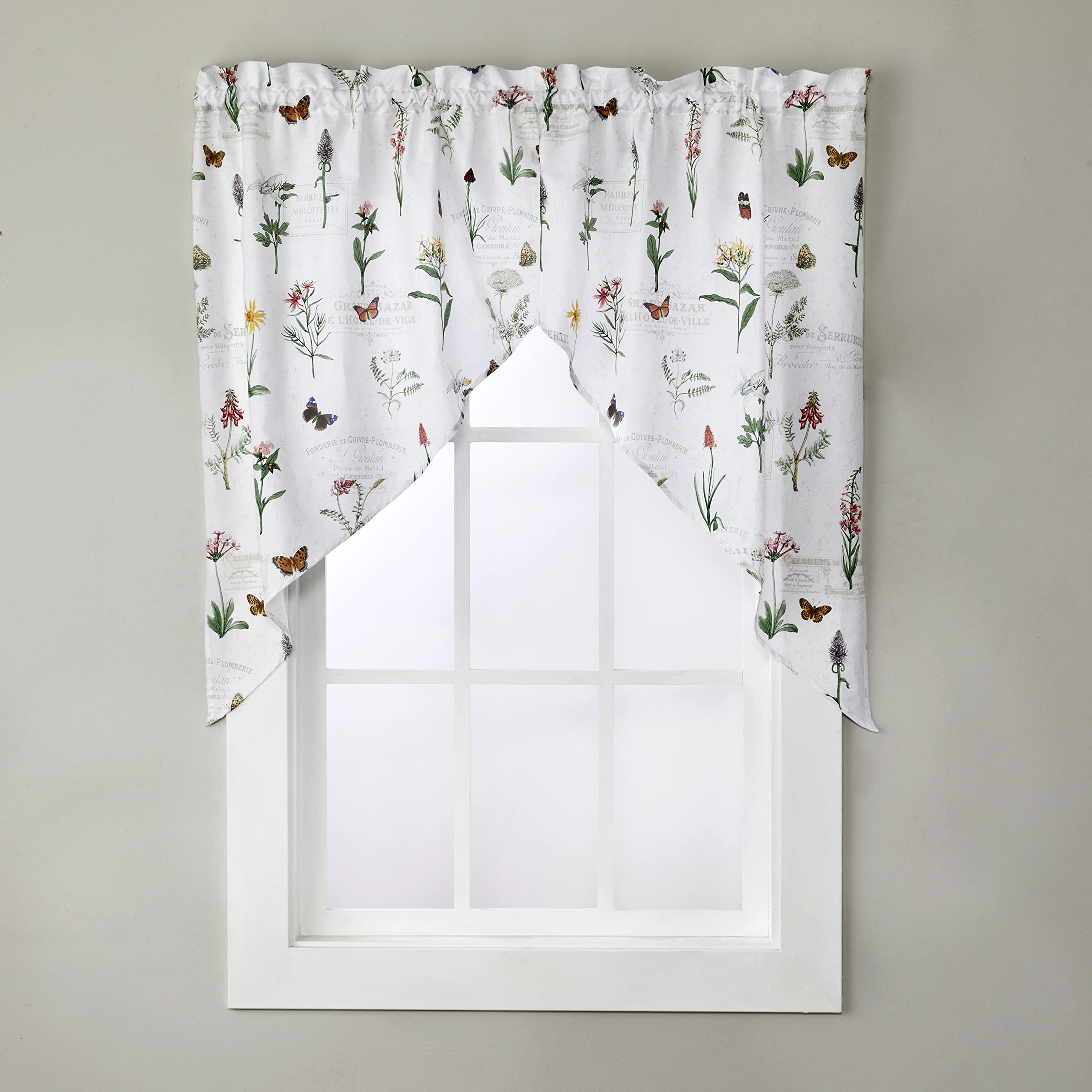 SKL Home by Saturday Knight Ltd. Home by Saturday Knight Ltd. Wildflower Script Swag Valance,57x36,Multi (Pack of 2)