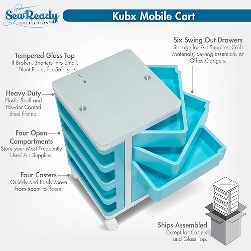 Miniatura 9 de SD STUDIO DESIGNS Kubx - Organizador de almacenamiento móvil giratorio de 4 lados con tapa de cristal, múltiples compartimentos