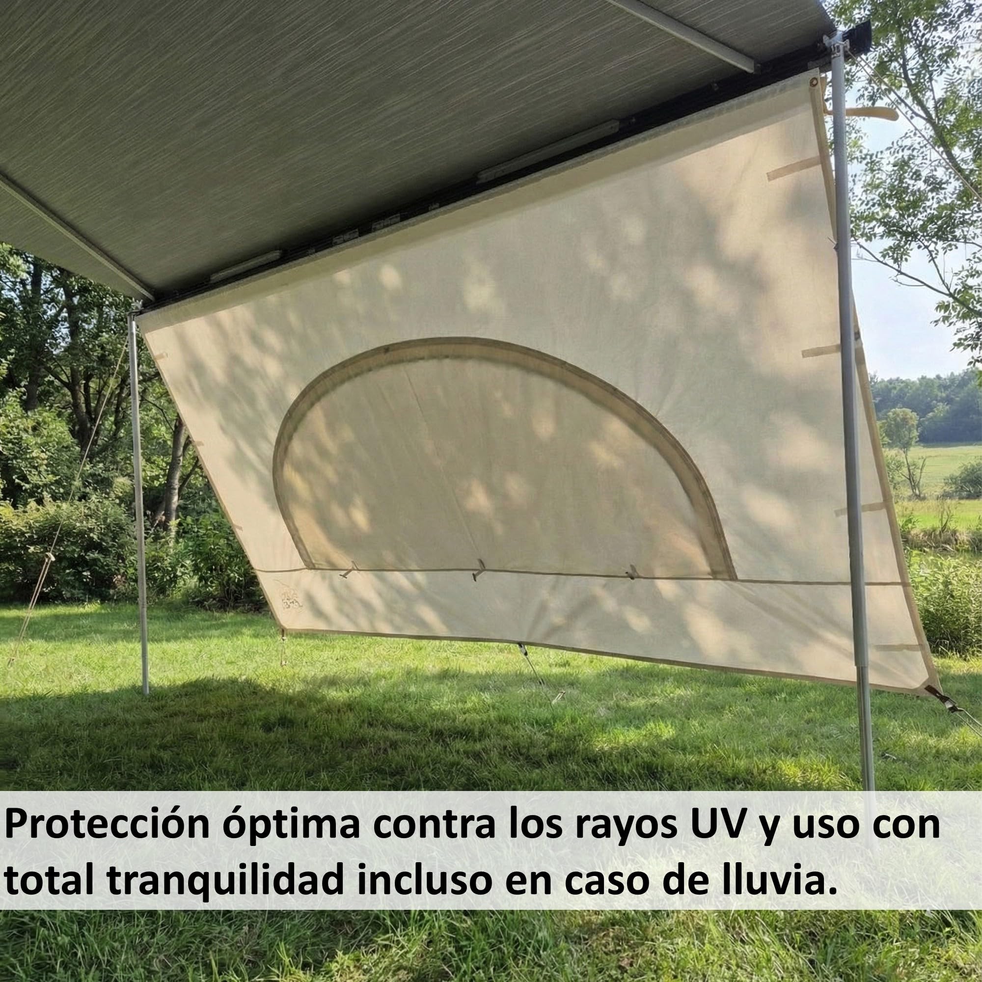 AIRIS - Parasol para autocaravana - Protección eficaz de algodón repelente al agua, fácil de montar, compatible con toldos Thule, Fiamma y Dometic (253 x 185)
