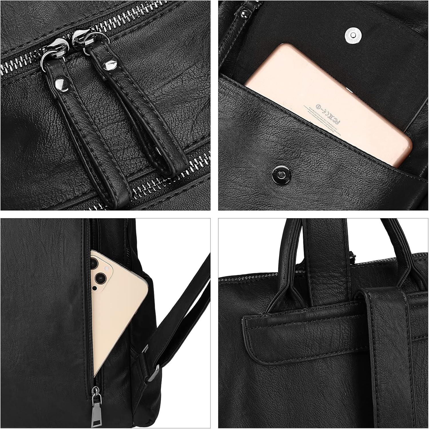 Uromee Backpack Purse for Women Vegan Leather Ladies Fashion Travel Shoulder Bag Convertible - Image 5