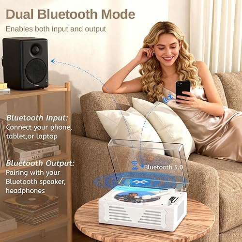 Miniatura 2 de Reproductor de CD portátil con Bluetooth para el hogar, reproductor de CD con altavoces integrados, diseño de escritorio compacto, USB, AUX,