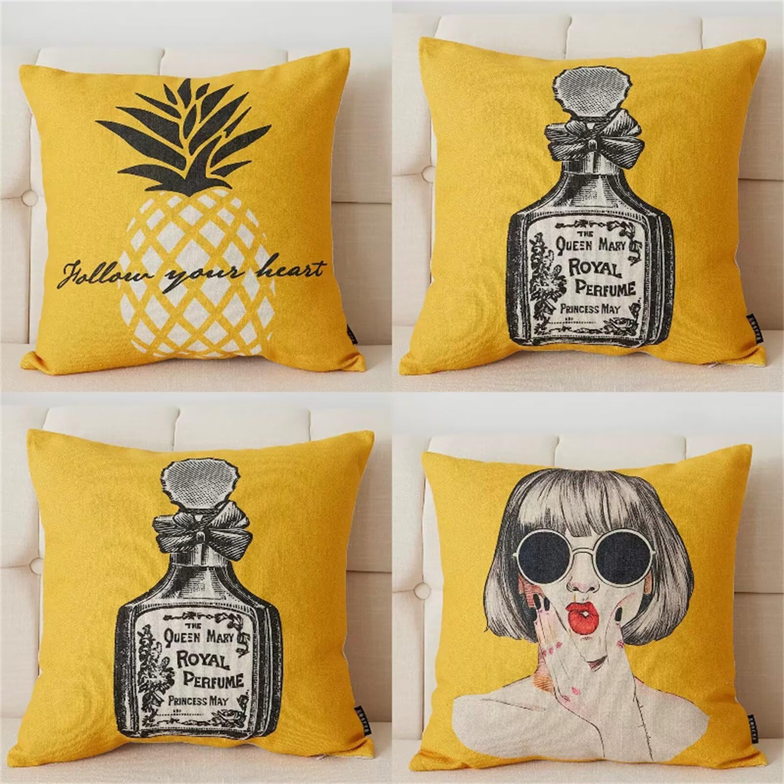 Poszewki na poduszki 80 x 80 cm, zestaw 4 sztuk w stylu boho, piękne perfumy, dekoracyjne poszewki na poduszki, lniana kwadratowa poszewka na poduszkę na sofę, 80 x 80 cm, na kanapę, do sypialni, na zewnątrz, do domu, biura, samochodu, dekoracja ML-67